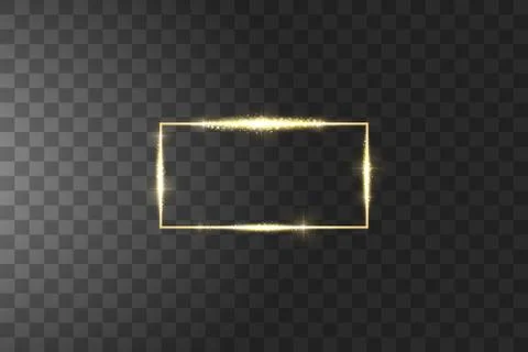 Golden frame with lights effects. Shining luxury banner vector illustration Stock Illustration