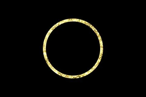 Golden frame with lights effects. Shining circle banner. Isolated on black Stock Illustration