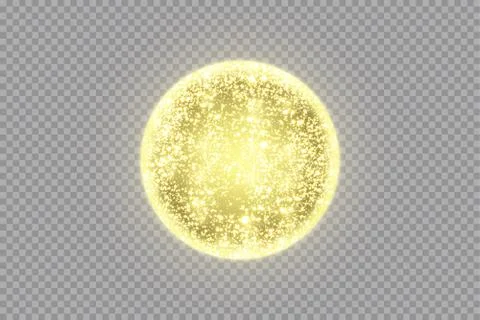 Golden frame with lights effects. Shining circle banner. Isolated on black Stock Illustration