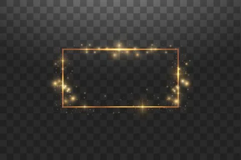 Golden frame with lights effects,Shining luxury banner vector illustration. Glow Stock Illustration