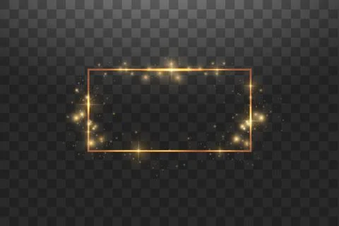 Golden frame with lights effects,Shining luxury banner vector illustration. Glow Stock Illustration