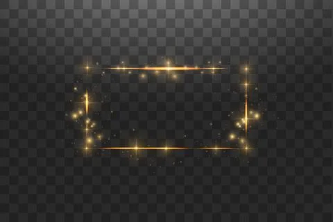 Golden frame with lights effects,Shining luxury banner vector illustration. Glow Stock Illustration