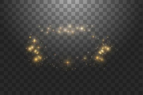 Golden frame with lights effects,Shining luxury banner vector illustration. Glow Stock Illustration