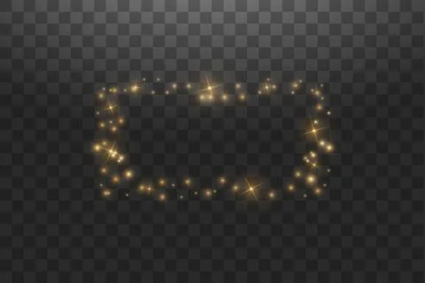 Golden frame with lights effects,Shining luxury banner vector illustration. Glow Stock Illustration