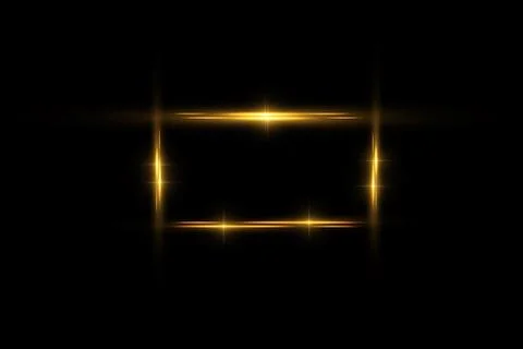 Golden frame with lights effects,Shining luxury banner vector illustration. Glow Stock Illustration