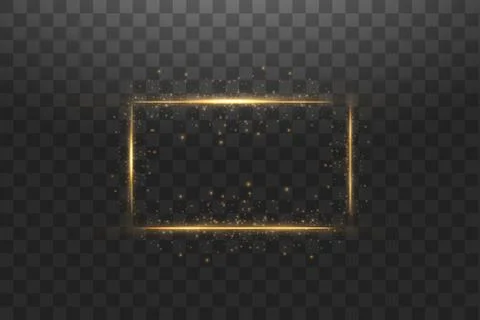 Golden frame with lights effects,Shining luxury banner vector illustration. Glow Stock Illustration