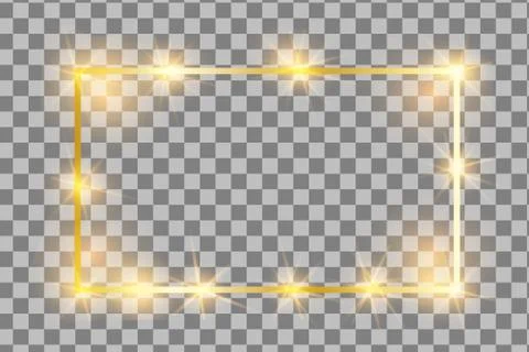 Golden frame with lights effects,Shining luxury banner Stock Illustration