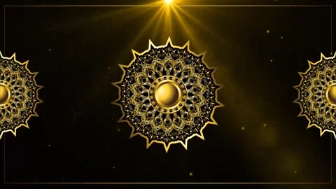 Golden frame mandala light effect green screen background Stock Footage 294560919