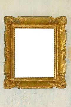 Golden frame Rectangular classic gold frame at grunge wall Copyright: xZoo... Foto stock