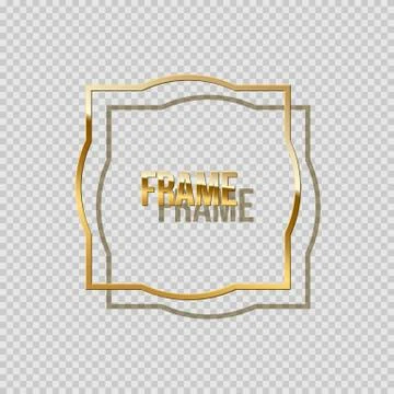 Golden frame with shadow isolated on transparent background. Vector design Stock Illustration