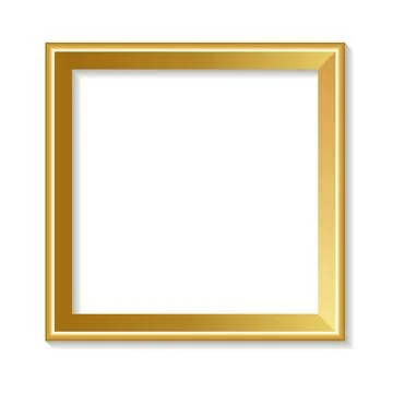 Golden Frame, Square Picture Frame Vector Illustration with Shadow Isolated.. Stock Illustration