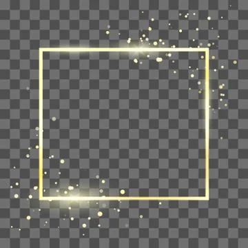 Golden frame template with glitter effect for banner and poster. Gold square  Stock Illustration