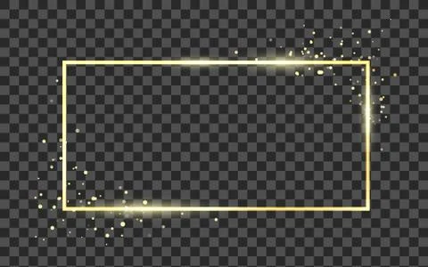 Golden frame template with glitter effect for banner, poster or postcard. Gol Stock Illustration