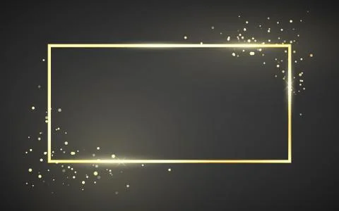 Golden frame template with glitter effect for banner, poster or postcard. Gol Stock Illustration