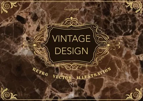 Golden Frame Template on Marble Background Stock Illustration