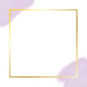 Golden frame template with violet spots Stock Illustration