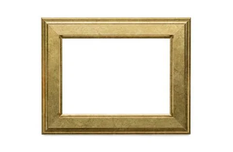 Golden frame on white background. Empty frame. Foto stock