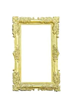 Golden frame on white Stock Photos