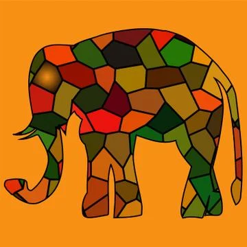 Golden framed elephant in light  rays Illustrazione stock