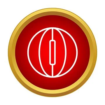Golden framed red button with beach ball symbol Stock Illustration