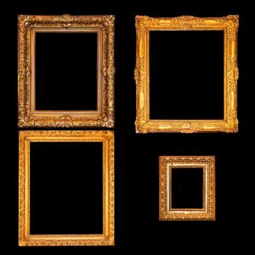 Golden Frames Over Black Stock Photos