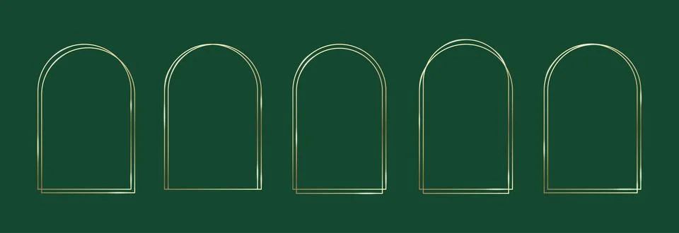 Golden Frames Set. Thin Line Gold Borders Luxury Minimalist Collection. Premium Stock Illustration