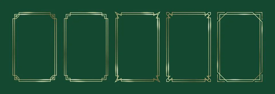 Golden Frames Set. Thin Line Gold Borders Luxury Minimalist Collection. Premium Stock Illustration