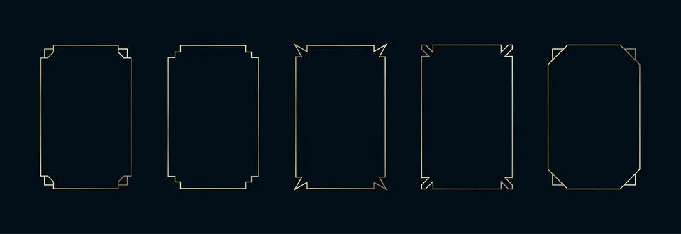 Golden Frames Set. Thin Line Gold Borders Luxury Minimalist Collection. Premium Stock Illustration