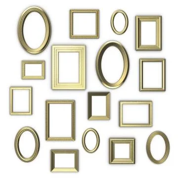 Golden frames on white background 스톡 일러스트