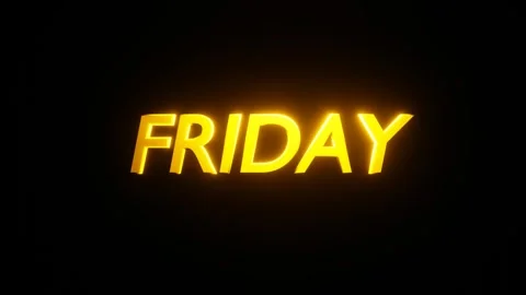 Golden friday text appearing with different light effects on black background Stock Footage 313470966