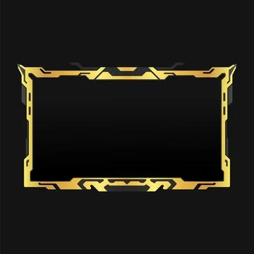 Golden gaming interface video streaming border frame for live streaming Stock Illustration