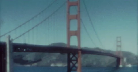 Golden Gate Bridge 60s Vintage Cars Stock Footage