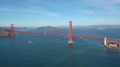 Golden Gate Bridge Aerial Pullback Shot Stock Footage 235616669