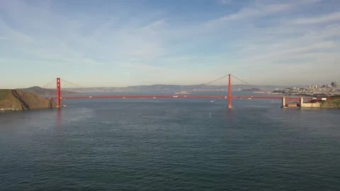 Golden Gate Bridge Aerial Pullback Shot Stock Footage 334868398