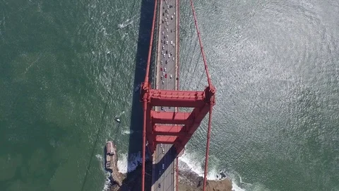 Golden Gate Bridge Aerial View – Straight Down Stock Footage