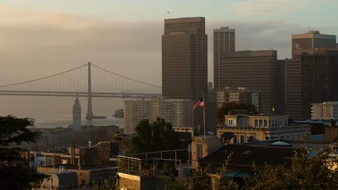 Golden Gate Bridge and San Francisco skyline, California, USA. Stock Footage 88342553