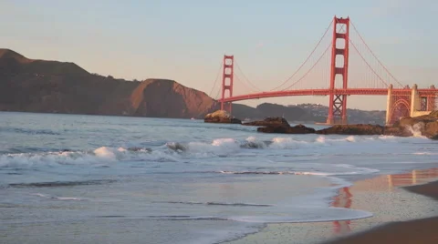 Golden Gate Bridge from Baker Beach Stock Footage 57925394