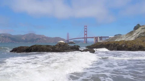 Golden Gate Bridge from Baker Beach Stock Footage 98897738