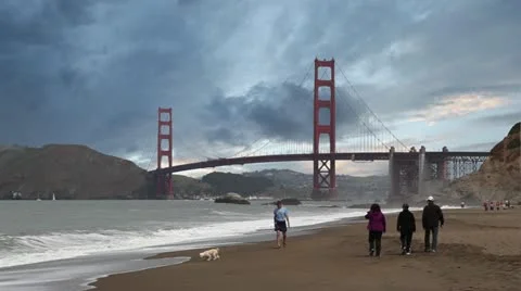 Golden Gate Bridge with Beach Video stock 10895714