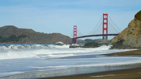 Golden Gate Bridge from Beach Stock Footage 20919798