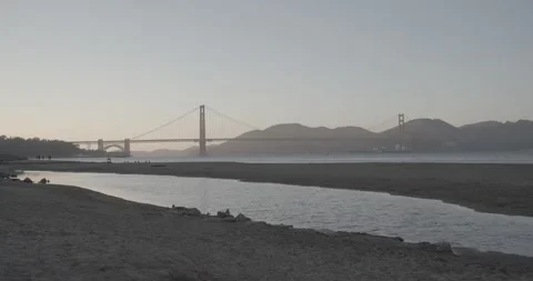 Golden Gate Bridge Beach at Sunset San Francisco Stock Footage 158772476