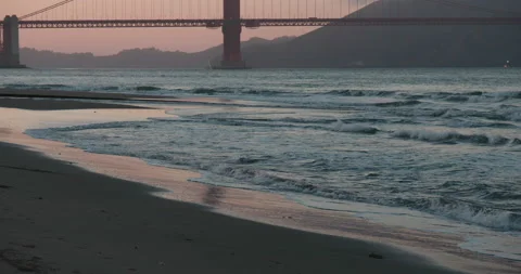 Golden Gate Bridge Beach Waves San Francisco Stock Footage 159450939