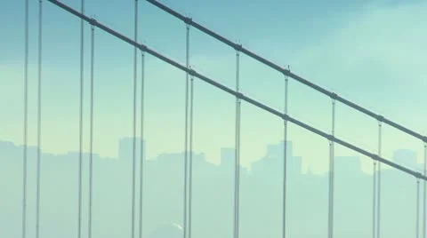 Golden Gate Bridge Cables in Mist Stock Footage 10732713
