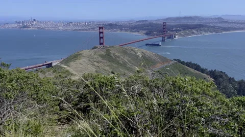 Golden Gate Bridge Cargo Ship Stock Footage 199819128