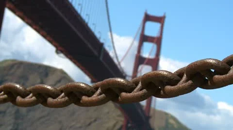 Golden Gate Bridge chain Stock Footage 10755189