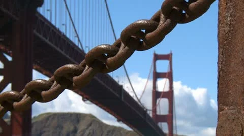 Golden Gate Bridge chain Stock Footage 10755281