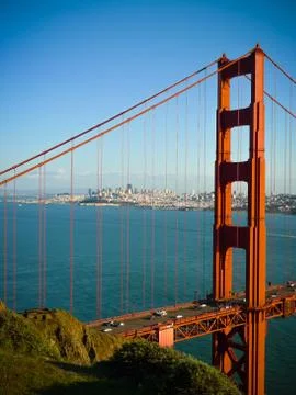 Golden gate bridge close vertical Stock Photos