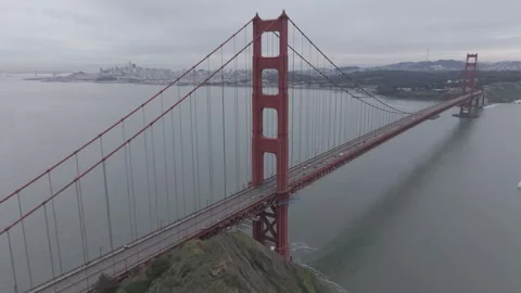 Golden Gate Bridge cloudy day Stock Footage 265486603