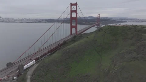 Golden Gate Bridge cloudy day 2 Stock Footage 265486925