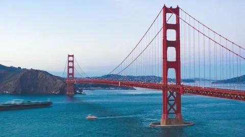 GOLDEN GATE BRIDGE DRONE HYPERLAPSE SHIP Stock Footage 231255315